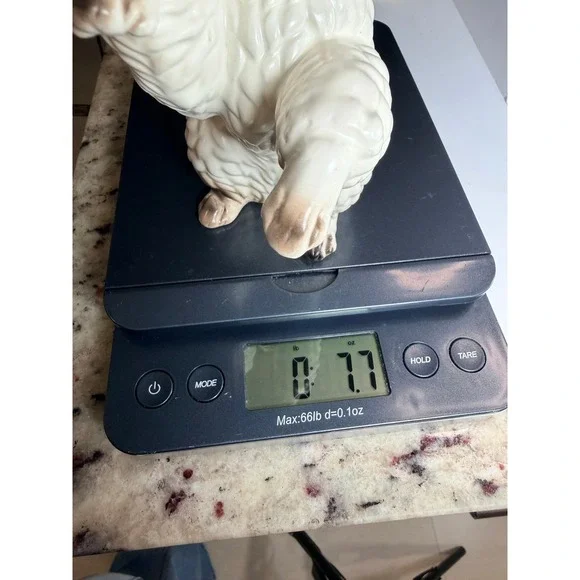 Vintage Ceramic Poodle Figurine White Sitting Paws Up Regale Decor Accent - Picture 12 of 12